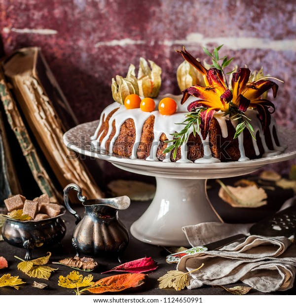 Autumn Harvest Banana Bundt Cake Decorated Stock Photo Edit Now