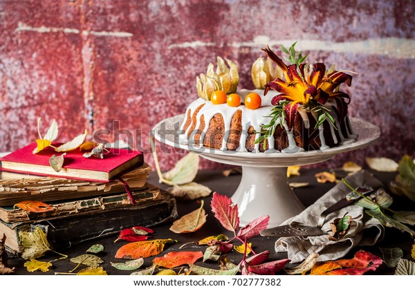 Autumn Harvest Banana Bundt Cake Decorated Stock Photo Edit Now