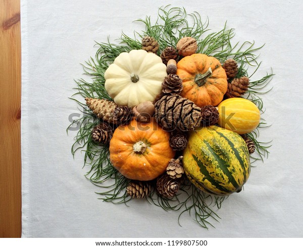 Autumn Holiday House Decorating Mini Pumpkins Stock Photo Edit