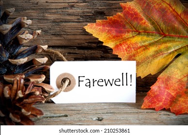 An Autumn Label With The Word Farewell On It, Fall Background