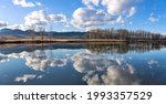 Autumn Lake - A panoramic late Autumn view of King Fisher Pond at southern end of Chatfield Reservoir, Chatfield State Park, Denver-Littleton, Colorado, USA.