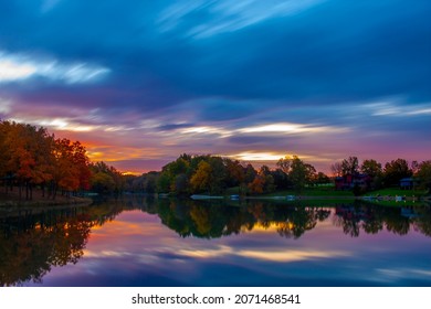 Autumn Lake In Woodford County, Illinois After Sunrise