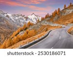 autumn landscape  at Grossglockner High Alpine Road with Grossglockner mountaine . Popular travel destination.  Location:  Grossglockner high alpine road , between Salzburg and Carinthia state, Austri