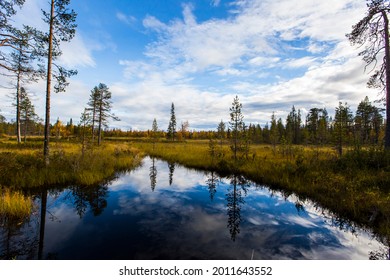 Autumn Landscape In Muonio, Lapland, Finland