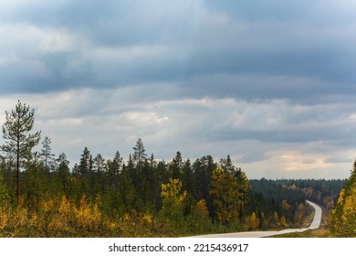 Autumn Landscape In Muonio, Lapland, Finland