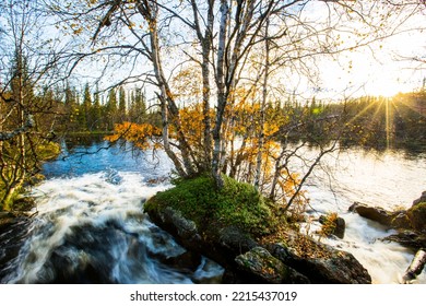 Autumn Landscape In Muonio, Lapland, Finland