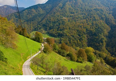 The Autumn Landscape Near Zadlaz-Cadrg And Zatolmin In The Tolmin District Of The Slovenian Littoral Or Primorska Region Of Western Slovenia