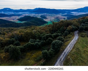 Autumn Landscape In Puigsacalm Peak, La Garrotxa, Spain.