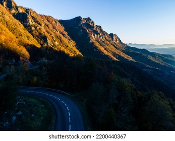 Autumn Landscape In Puigsacalm Peak, La Garrotxa, Spain.