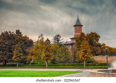 Autumn Landscape Of The Saint Nicholas Church In Iasi, Romania.