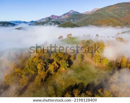 Autumn landscape in Sant Joan Les Abadesses, Pyrenees, Spain.