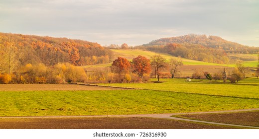 Autumn Landscape View Of The Dutch Mount Saint Peter Near Maastricht In Limburg, The Netherlands