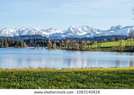 Image, Stock Photo View in the Allgäu Happy