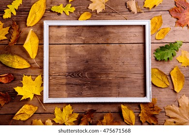 Autumn leaf composition with picture frame. Copy space. - Powered by Shutterstock