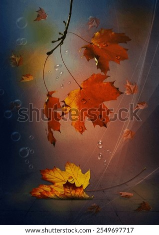 Similar – Image, Stock Photo Closeup of isolated orange leaf of quercus ilex with a dark background with bokeh