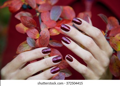 Autumn Leaves And Bordeaux Nails