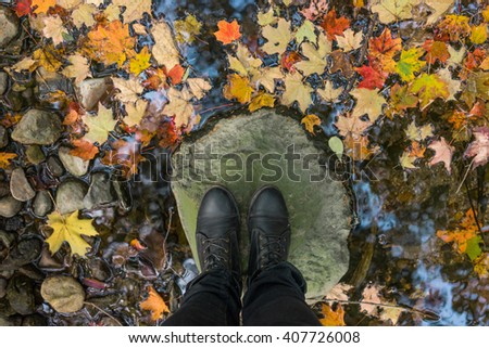 Similar – Feet standing on stone spiral staircase