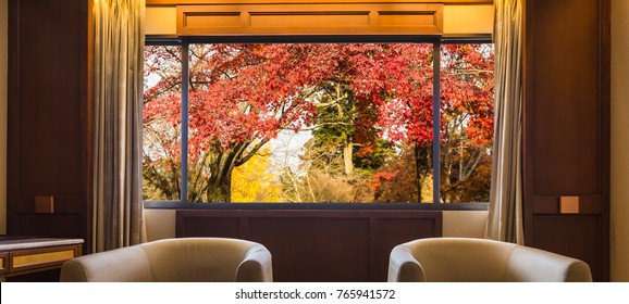 Autumn Leaves Tree At Window 