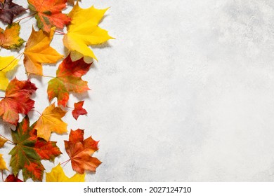 Autumn mood background. Frame made of autumn dried leaves on white background. Autumn, fall, thanksgiving day concept. Flat lay, top view, copy space - Shutterstock ID 2027124710