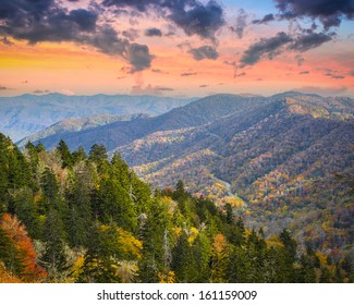 Autumn morning in the Smoky Mountains National Park.