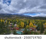 Autumn mountains overlooking Breckenridge Colorado town 