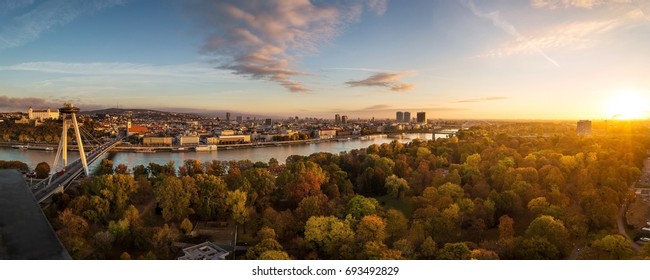 Autumn Panorama Of Bratislava, Slovakia Capitol