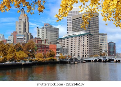 Autumn In Providence, Rhode Island. City Skyline In New England Region Of The United States.