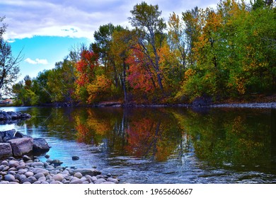 Autumn Reflection At Boise River Greenbelt