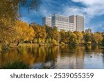 Autumn reflections: modern architecture meets nature