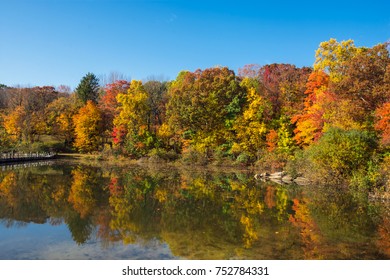 Autumn reflections on George Lake in Washington Township New Jersey.