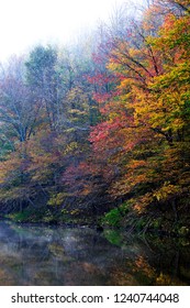 Autumn, Rising Mist, Burnsville Lake, Braxton County, West Virginia, USA