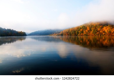 Autumn, Rising Mist, Burnsville Lake, Braxton County, West Virginia, USA