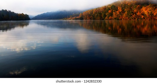 Autumn, Rising Mist, Burnsville Lake, Braxton County, West Virginia, USA