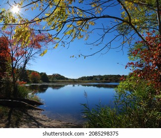 An autumn scene along the Peconic River on the North Fork of Long Island, NY