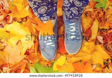 Autumn season in hipster style shoes