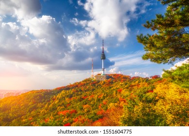 Autumn At Seoul City In Namsan Mountain In Seoul,south Korea.