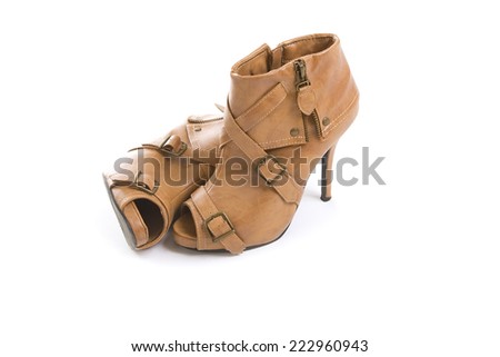 Autumn - spring stylish brown women shoes on white