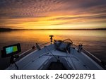Autumn sunrise over the boat
