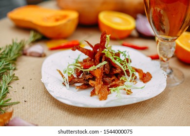 Autumn Table Setting With Pumpkins. Thanksgiving Dinner.beer Dumplings With Sea Salt And Cheese Spread