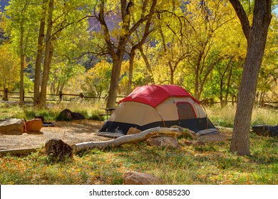 Autumn Tent Camping In Zion National Park - Watchman Campground