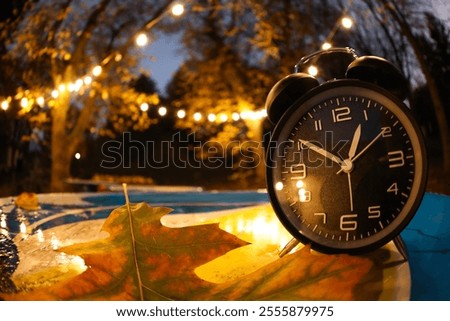 Image, Stock Photo November mood leaf twilight