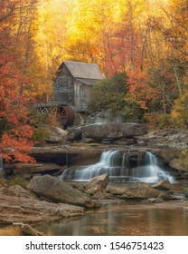 Autumn time at Glade Creek Grist Mill in Babcock Sate Park West Virginia
