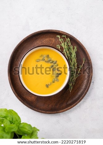 Similar – Image, Stock Photo Pumpkin soup Vegetable