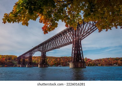 An Autumn view of  Cantilever bridge in Walkway Over the Hudson State Historic Park 