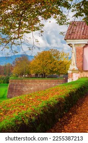 Autumn view of Lucca ancient walls public park at St Donato Gate - Shutterstock ID 2255387213