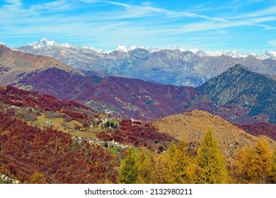 Autumn view of the Lys Pass in the Piedmont alps, between Susa valley and Lanzo valleys, in fall season