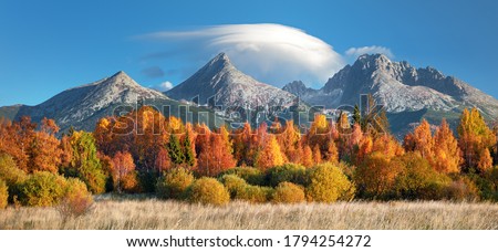 Autumn view on High Tatras mountains national park in Slovakia