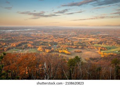 Autumn View Of The Piedmont From Little Pinnacle At Pilot Mountain State Park In Pinnacle, NC.