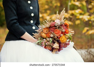 Autumn Wedding Bouquet In The Hands