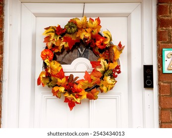 Autumn wreath on the front door - Powered by Shutterstock